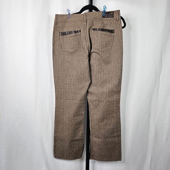Bandolinoblu Coffee Denim with leather pocket accents sz 12‎ - Picture 2 of 4